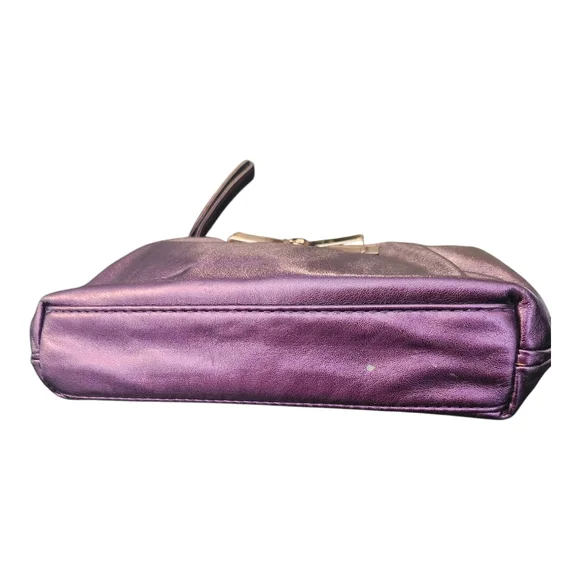 Victoria's Secret Purple Clutch Wristlet Evening Bag Make Up Bag w/Gold Bow - Picture 4 of 6